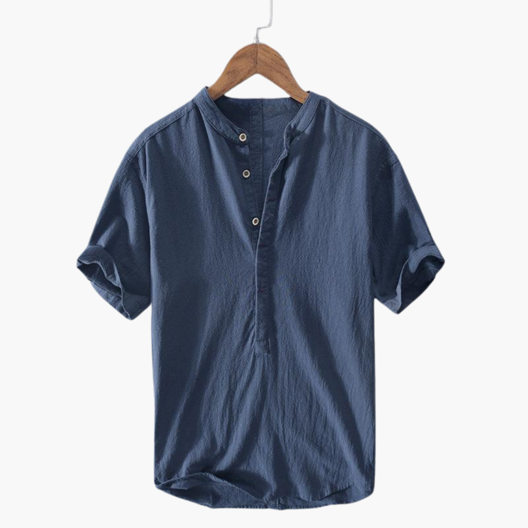 Leichtes Kurzarm-Hemd Herren - mit Stehkragen, sommerlich