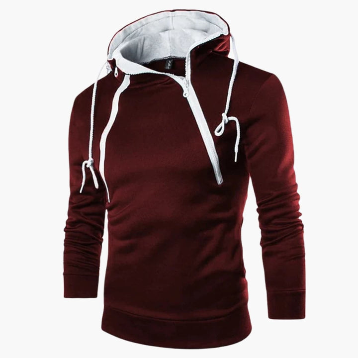 Herren Hoodie mit Reißverschluss am Ausschnitt und Verstellbarem Schnitt