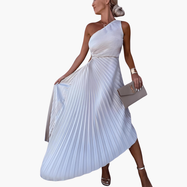 Knöchellanges ärmelloses Abendkleid für Frauen mit einer Schulter