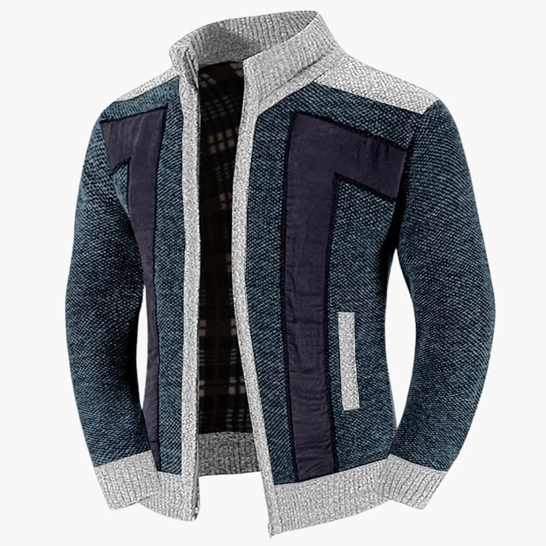 Herren Strickjacke mit Reißverschluss und Rippbund