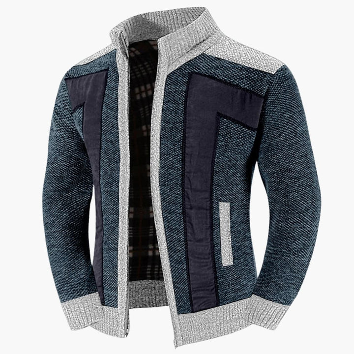 Herren Strickjacke mit Reißverschluss und Rippbund