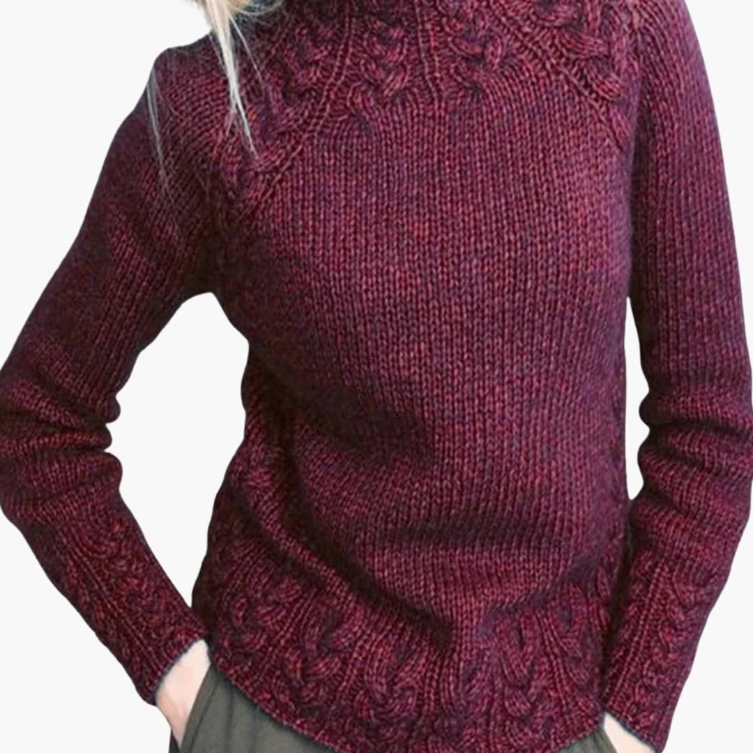 Damen Pullover mit Rollkragen und Strukturstrick