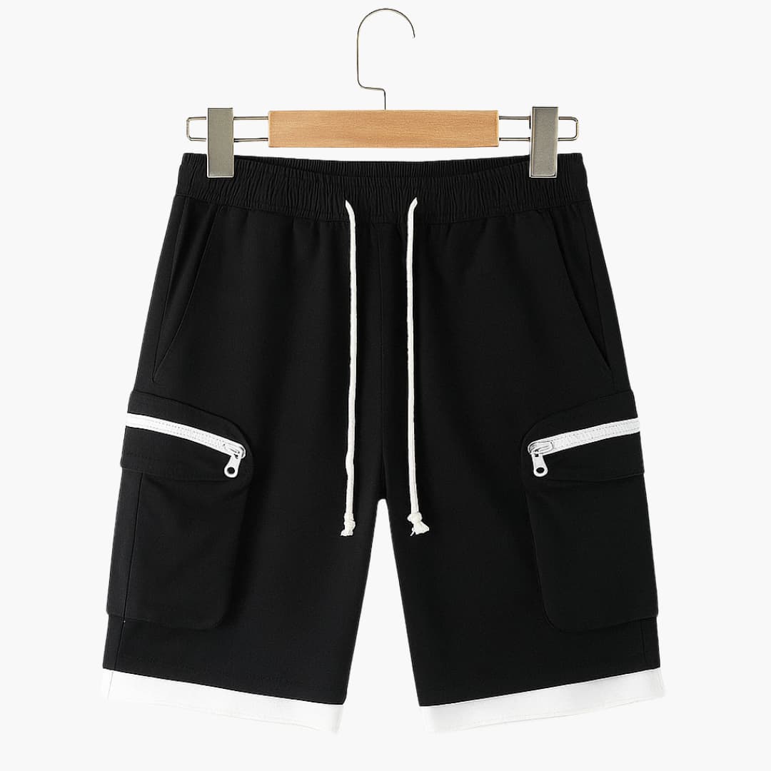 Herren Sommer Cargoshorts mit Reißverschlusstaschen und Kordelzug