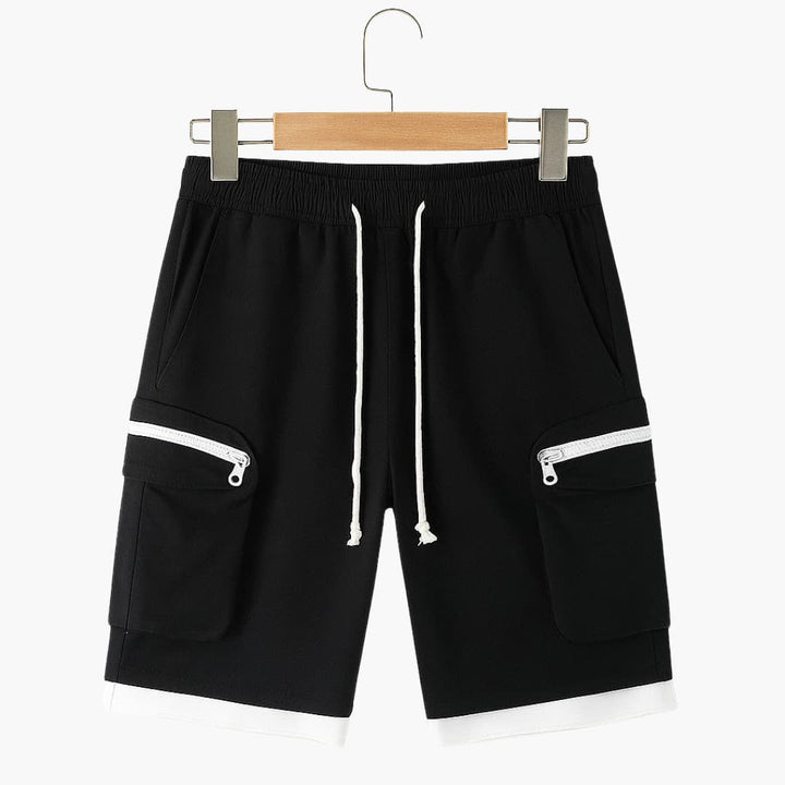 Herren Sommer Cargoshorts mit Reißverschlusstaschen und Kordelzug