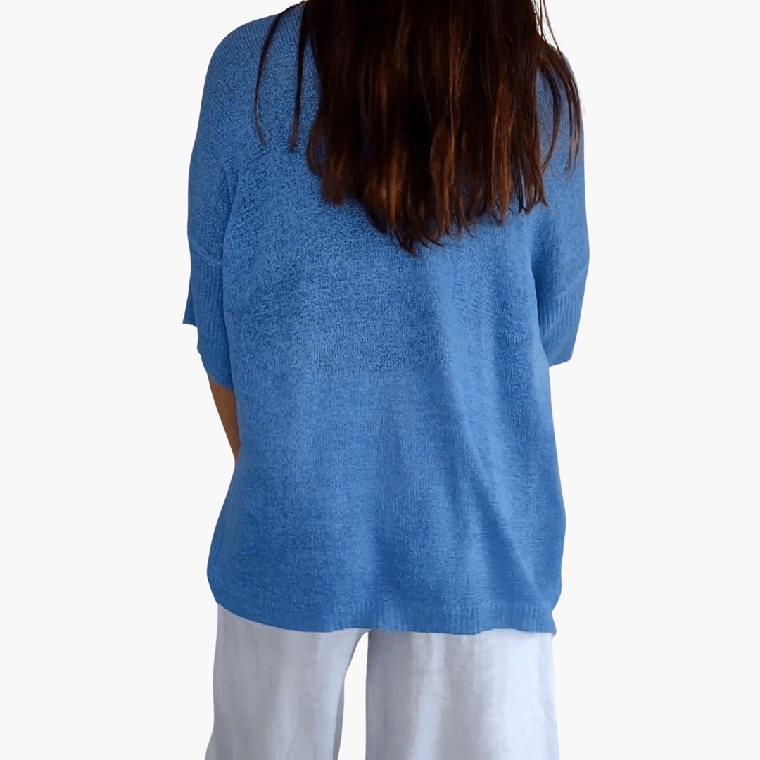 Weiches Baumwoll-Stricktop mit V-Ausschnitt für Frauen - SchmiedeMode