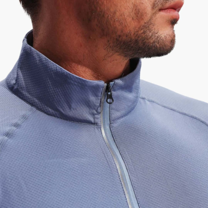 Herren hemd mit Reißverschluss Ausschnitt und langen Ärmeln