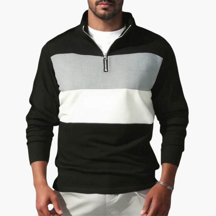 Männer Sportlicher Stehkragen Zip-Front Pullover