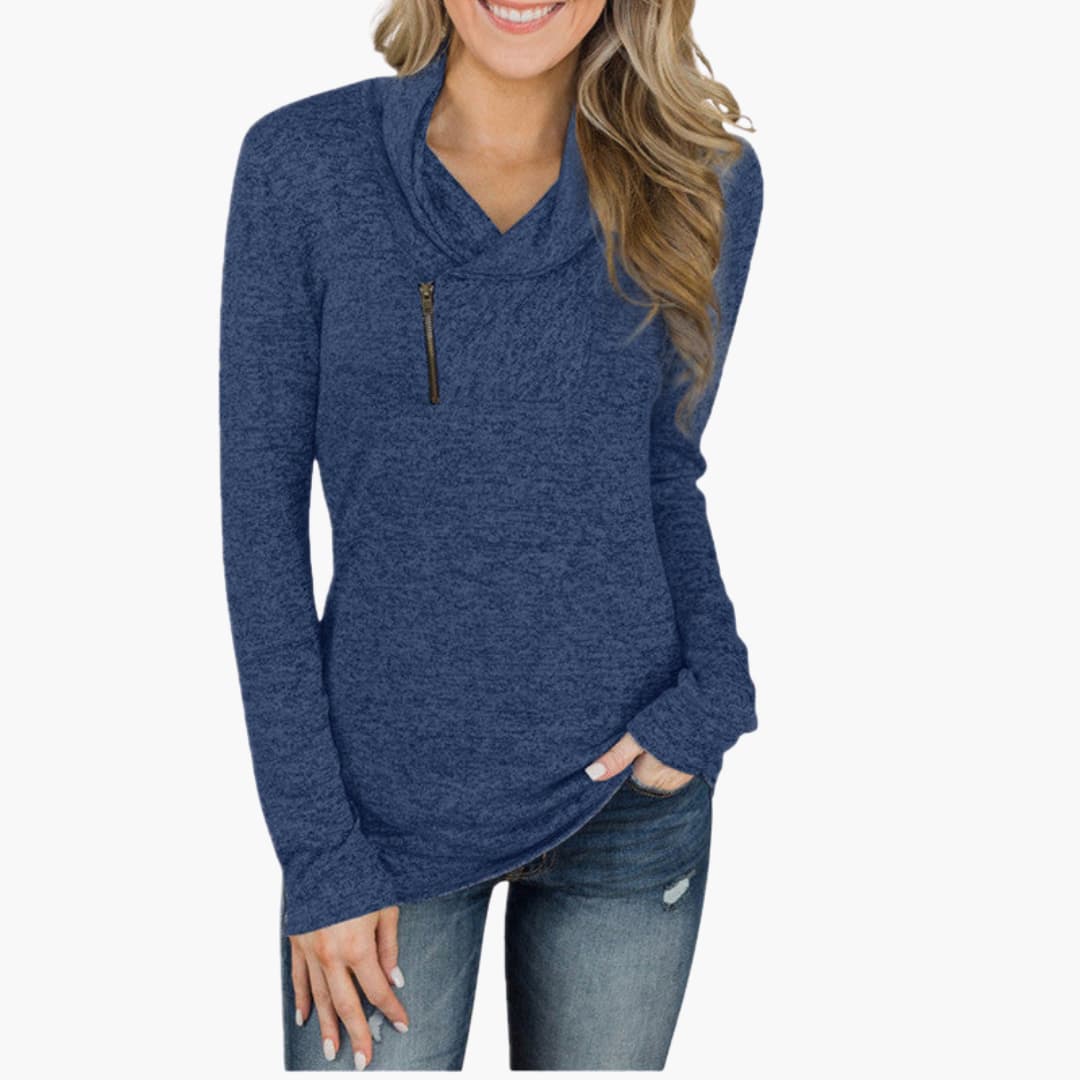 Damen-Pullover mit Kragen und Reißverschluss Stil und Funktion vereint