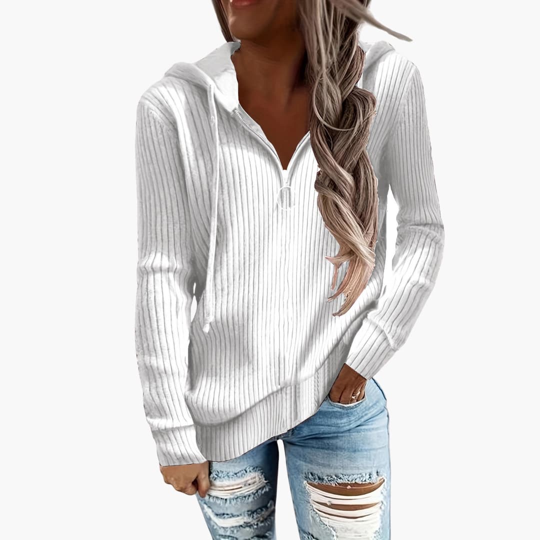 Rippstrick Zip Up Hoodie für Damen