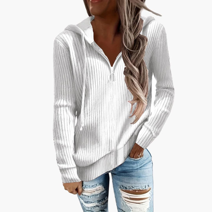 Rippstrick Zip Up Hoodie für Damen