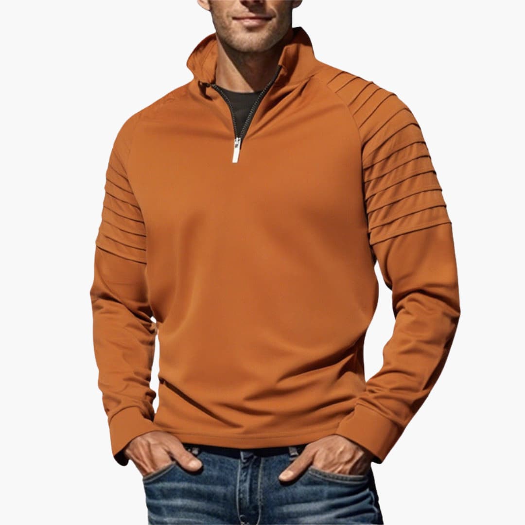 Herren Halbzips Pullover mit geripptem Design und Reißverschluss