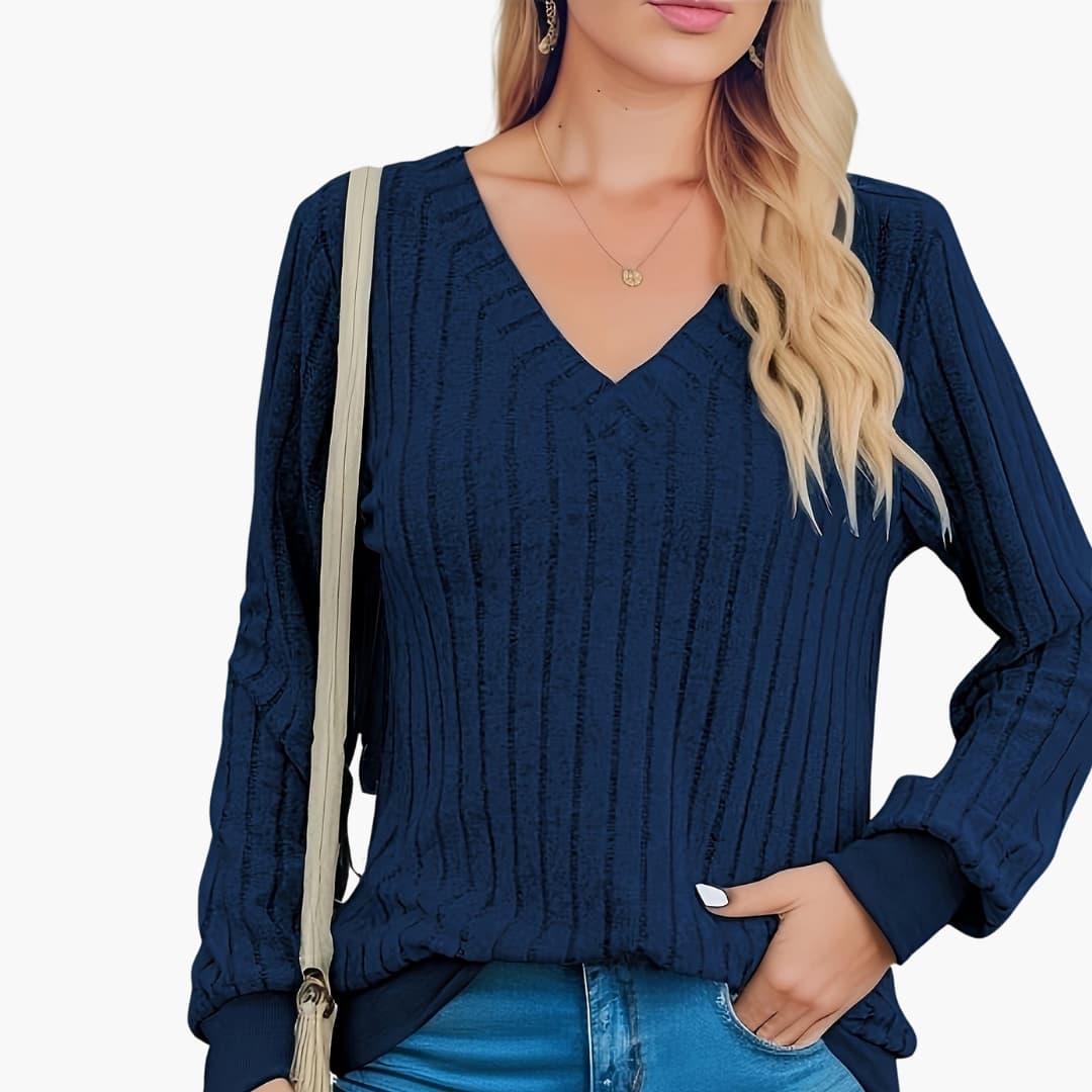 Damen pullover mit V-Ausschnitt und langen Ärmeln
