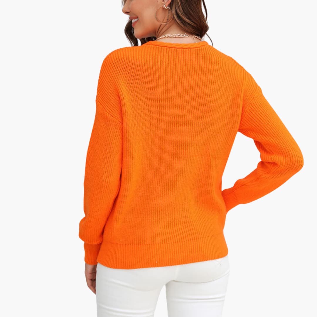 Damen pullover mit V-Ausschnitt und Rippoberfläche