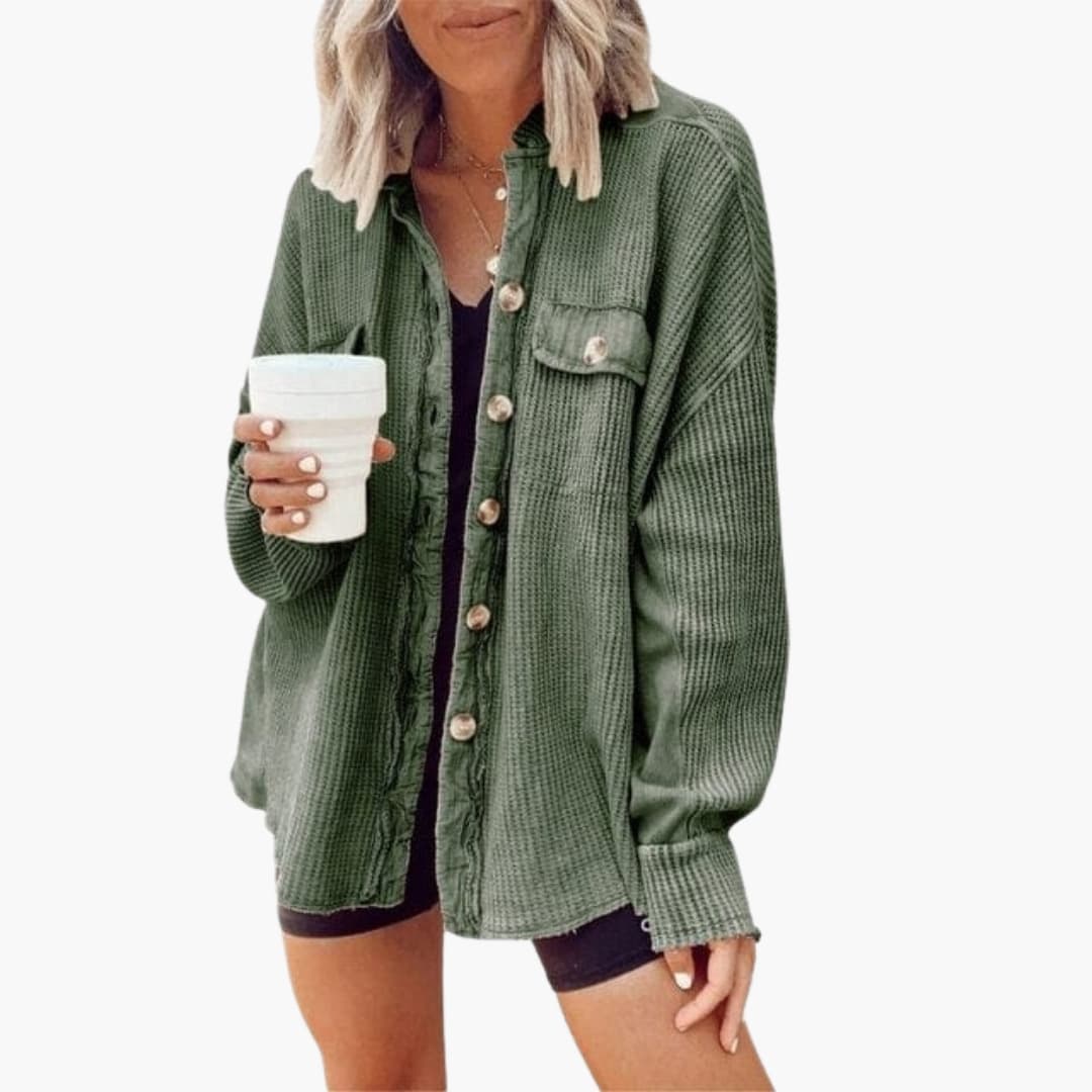 Damen Cordjacke mit Knopfleiste und Taschen