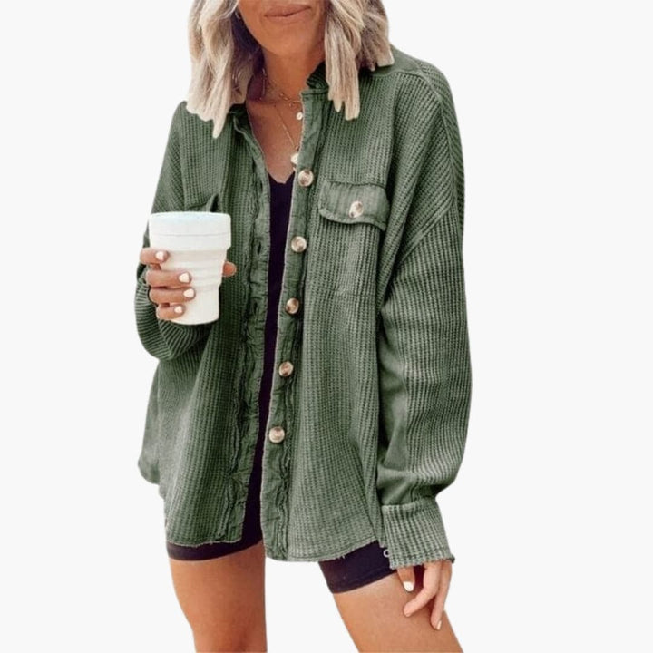 Damen Cordjacke mit Knopfleiste und Taschen