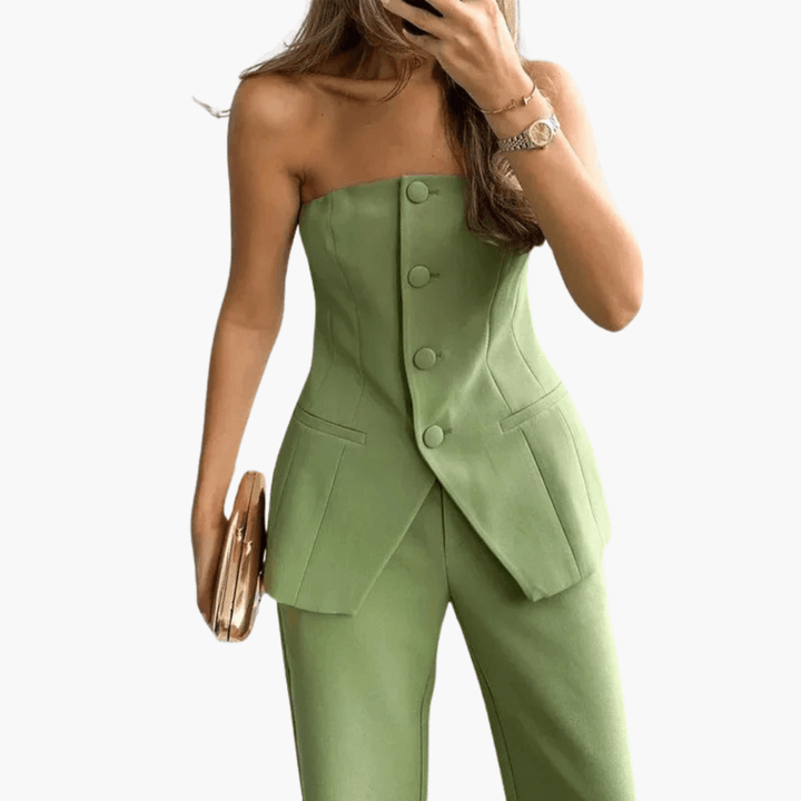 Elegantes trägerloses zweiteiliges Set für Frauen - SchmiedeMode