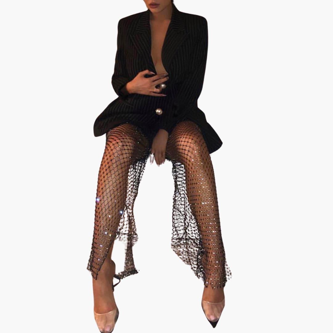 Stylische Diamantene Fischnetzhose für Frauen - SchmiedeMode