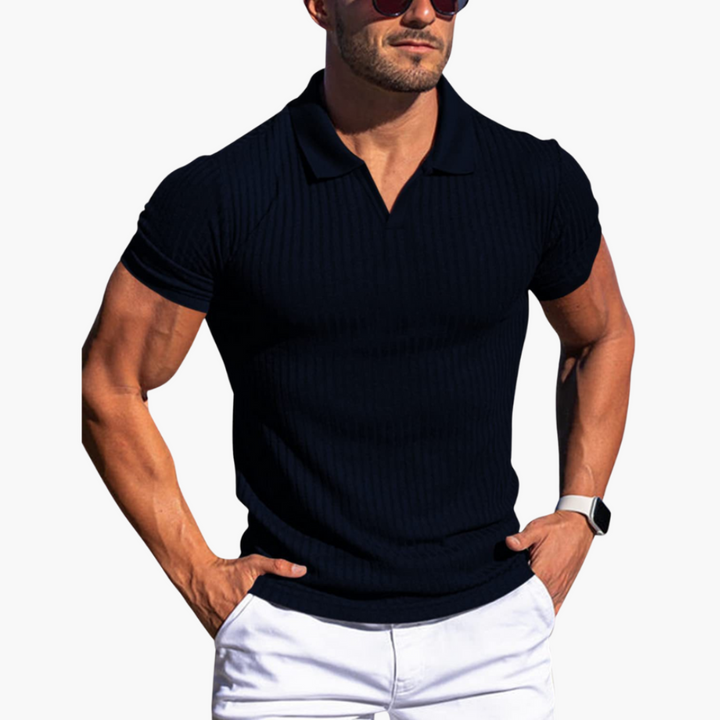 Slim Fit Polo Shirt für Herren – Gerippt, Elegant & Bequem