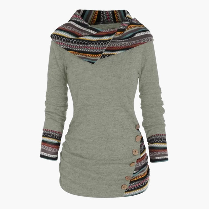 Damen Kapuzenpullover mit Knöpfen und Tasche
