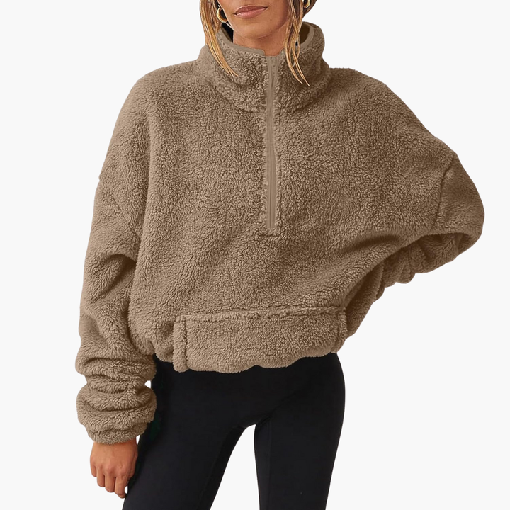 Fleece Pullover für Damen mit halbem Reißverschluss