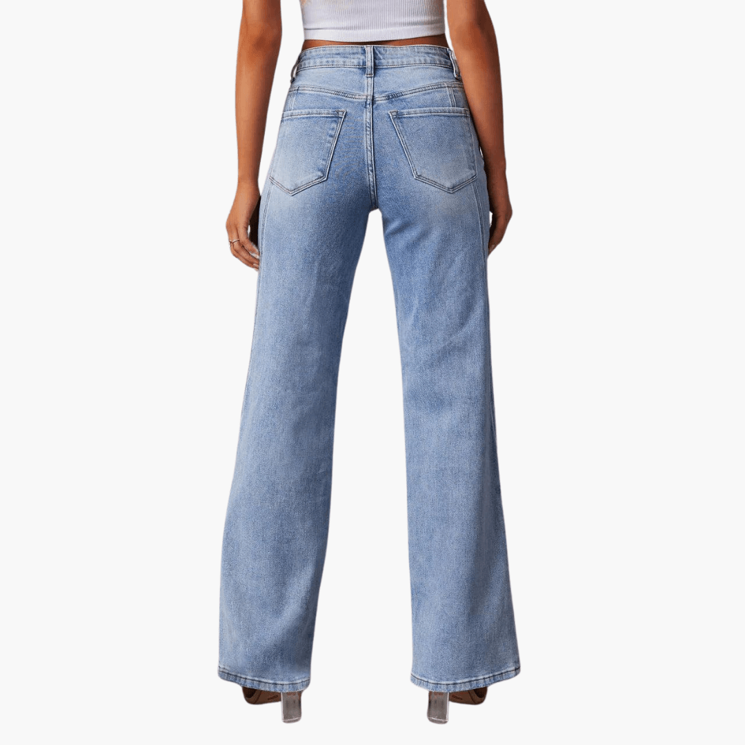 Bequeme gestreifte Jeans für Frauen - SchmiedeMode