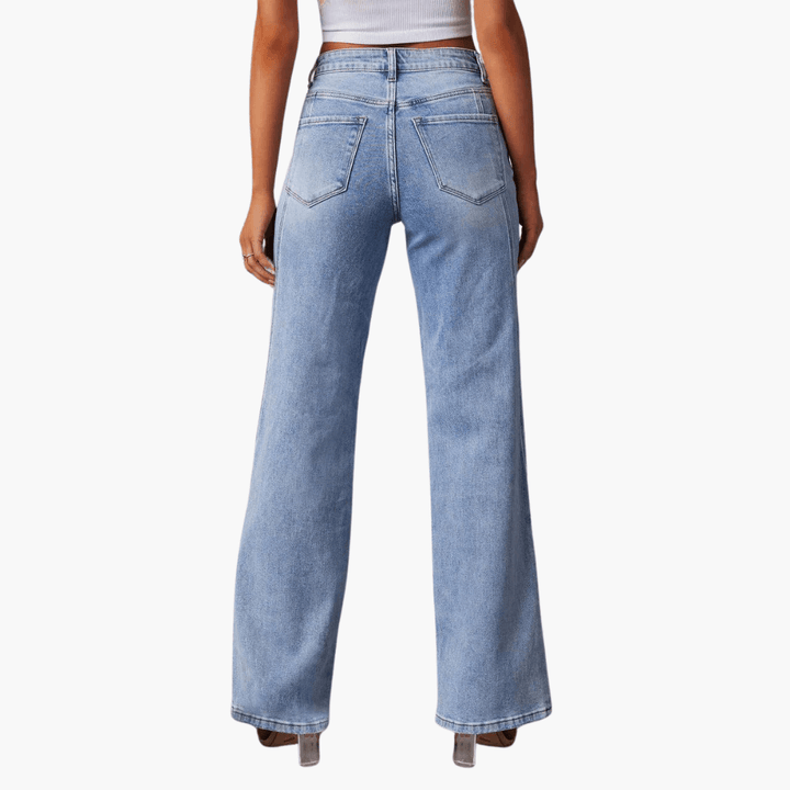 Bequeme gestreifte Jeans für Frauen - SchmiedeMode