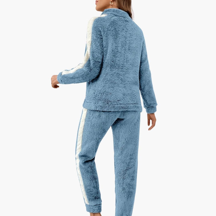 Damen Loungewear Set mit Halb-Reißverschluss und langen Ärmeln