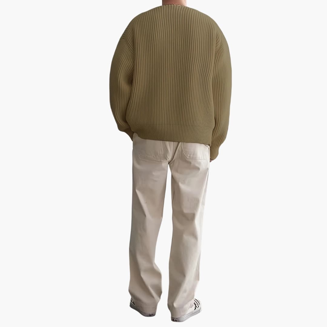 Herren Strickpullover mit Streifen Halbzip und langen Ärmeln