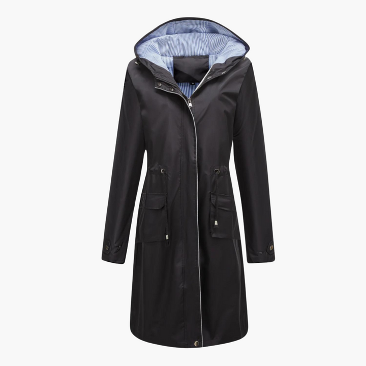 Damen Trenchcoat mit Kapuze und Fronttaschen