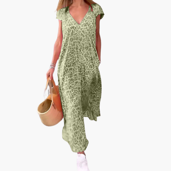 Leo Maxikleid für Damen – V-Ausschnitt und lockere Passform