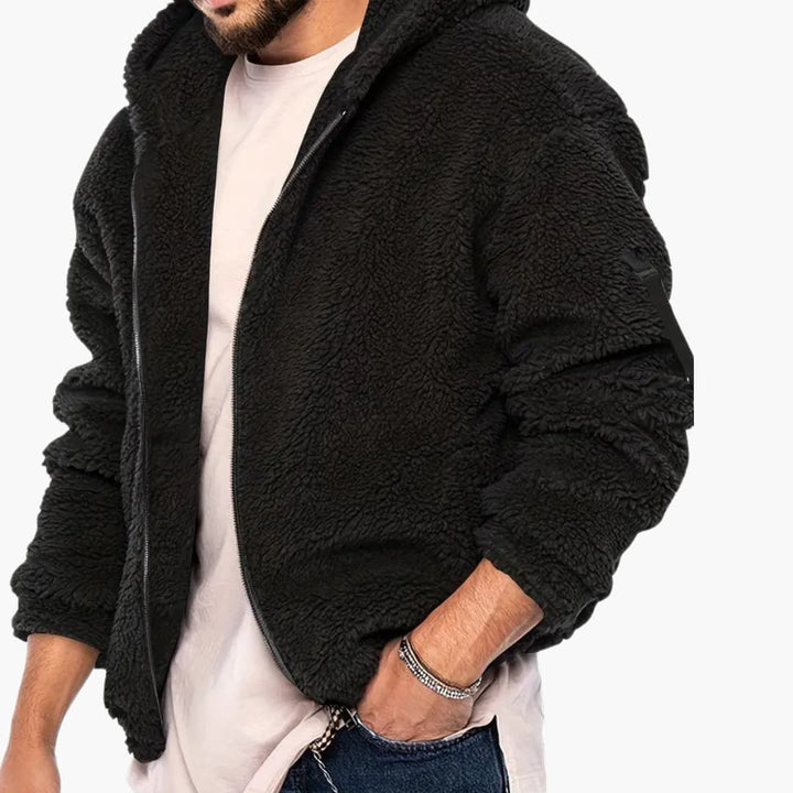 Herren Teddy jacke mit Reißverschluss und langen Ärmeln