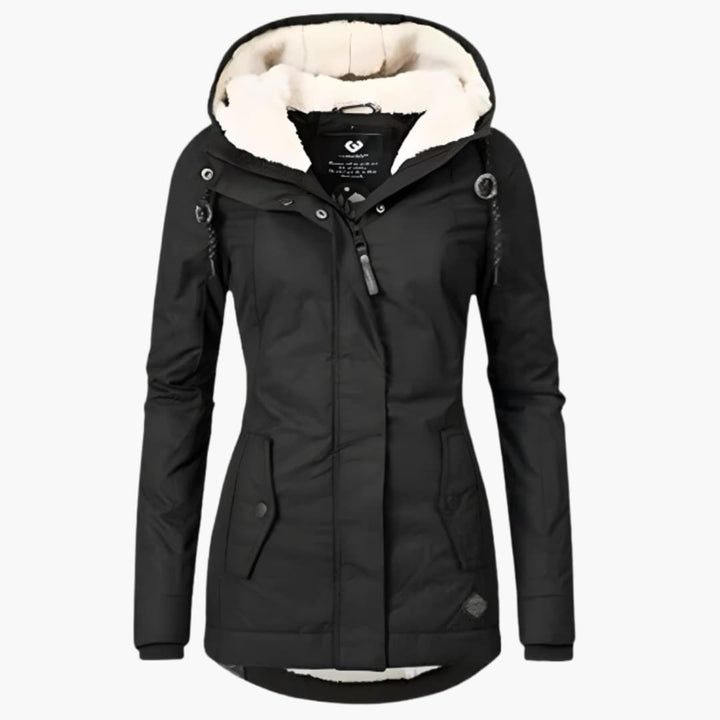Damen-Winterjacke mit Kapuze Futter und Reißverschluss