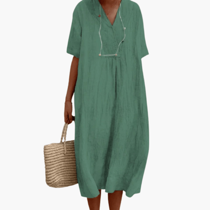 Stilvolles und fließendes Kleid mit kurzen Ärmeln für Frauen - SchmiedeMode