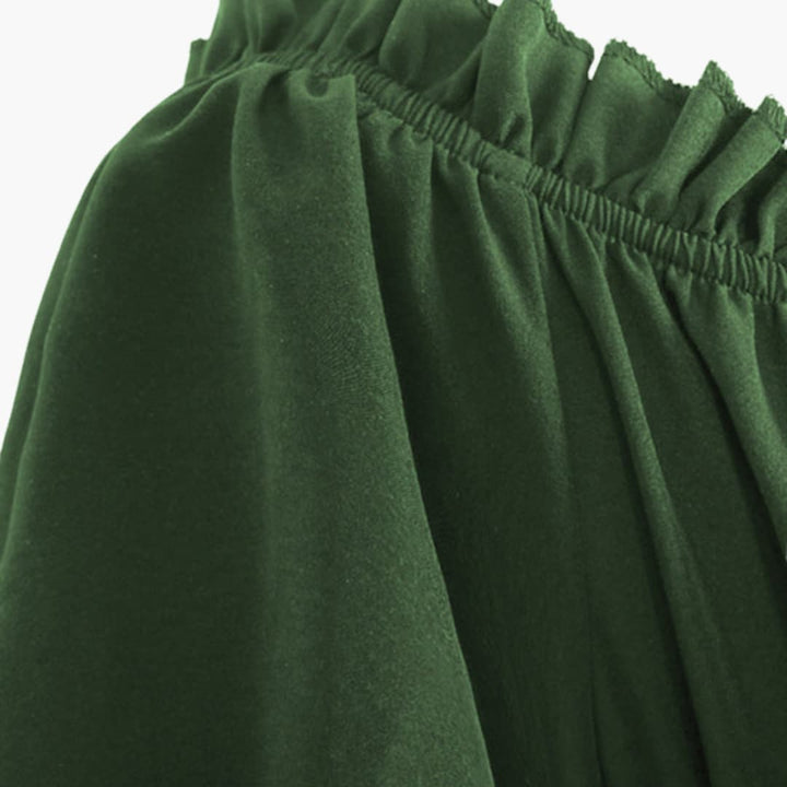 Damen Midikleid mit Puffärmeln und Rüschensaum