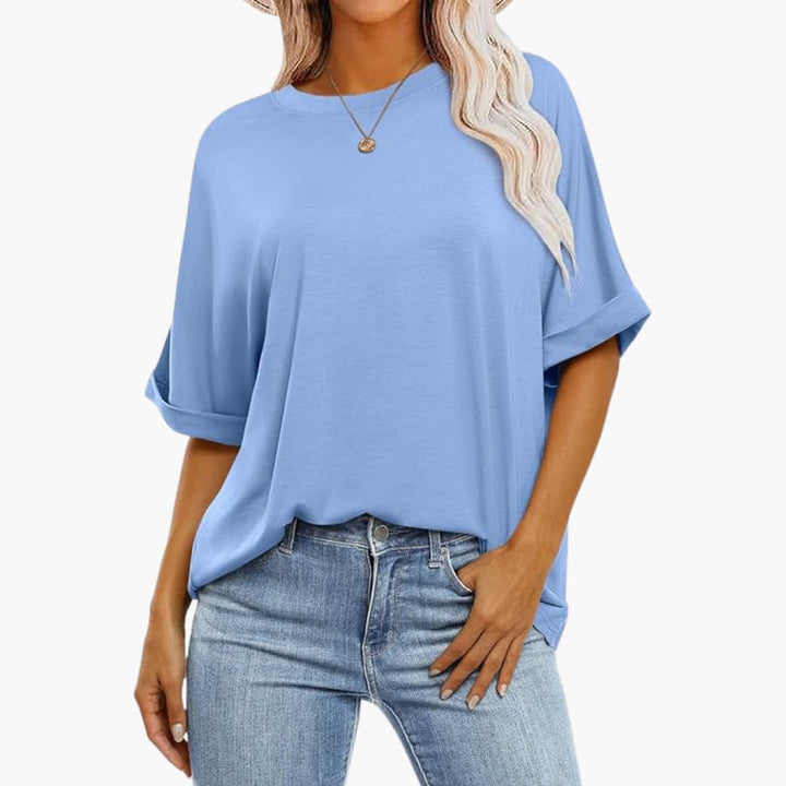 Damen Oversize T-Shirt mit Rundhals und kurzen Ärmeln