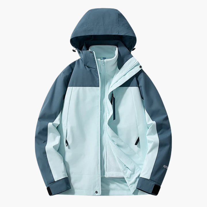 Unisex Skijacke mit Kapuze und Reißverschlusstaschen