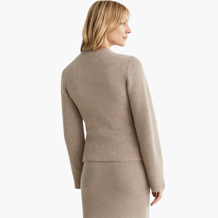 Damen Strickjacke mit Knöpfen und Rundhalsausschnitt