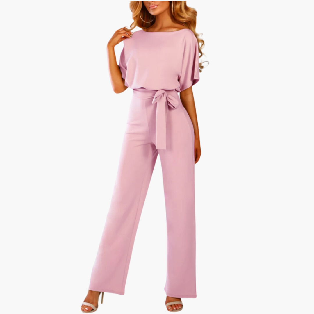 Eleganter Jumpsuit mit weitem Bein für Damen – mit Bindegürtel