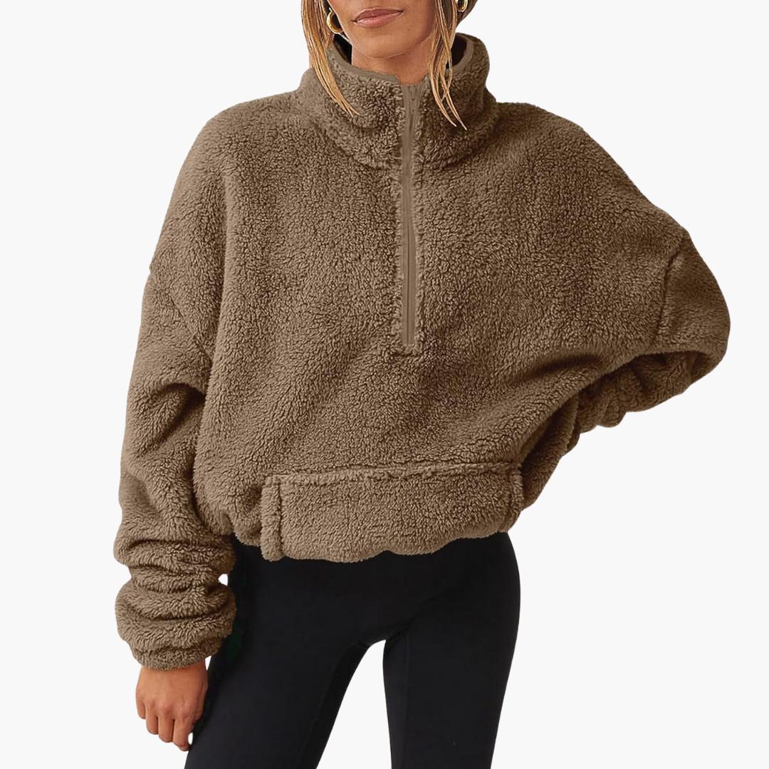 Fleece Pullover für Damen mit halbem Reißverschluss