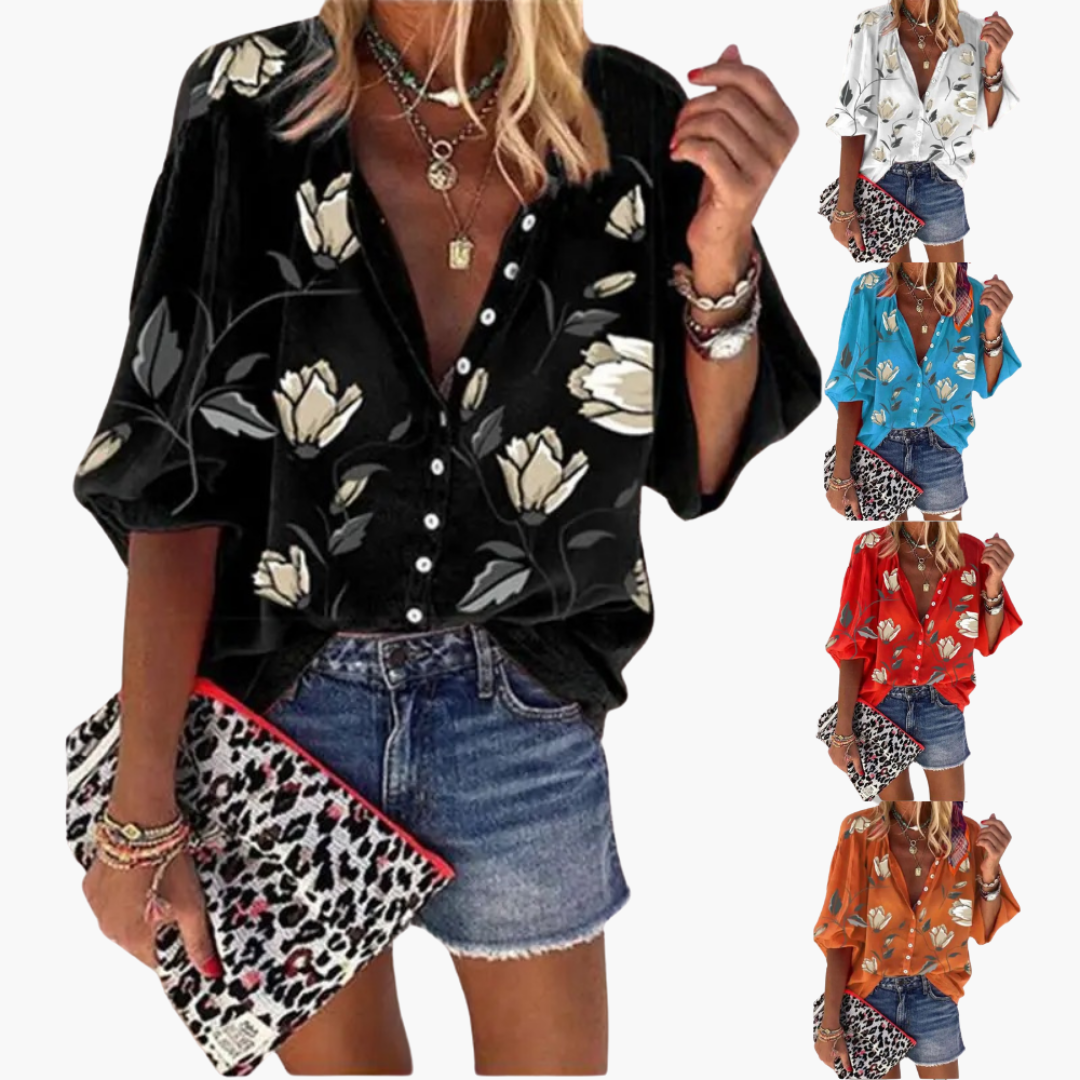 Bluse mit Blumenmuster für Damen – lockerer Sommerstil