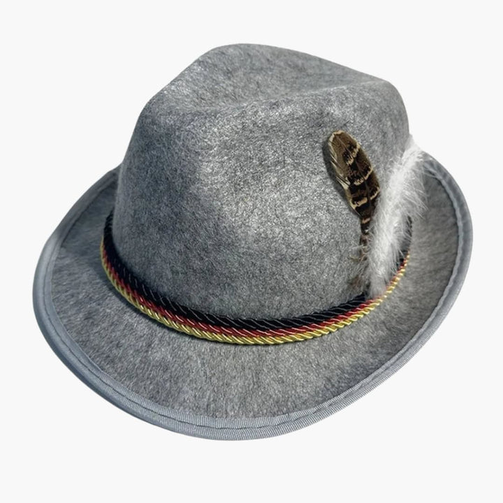 Unisex Bayernhut mit Feder und geflochtenem Band