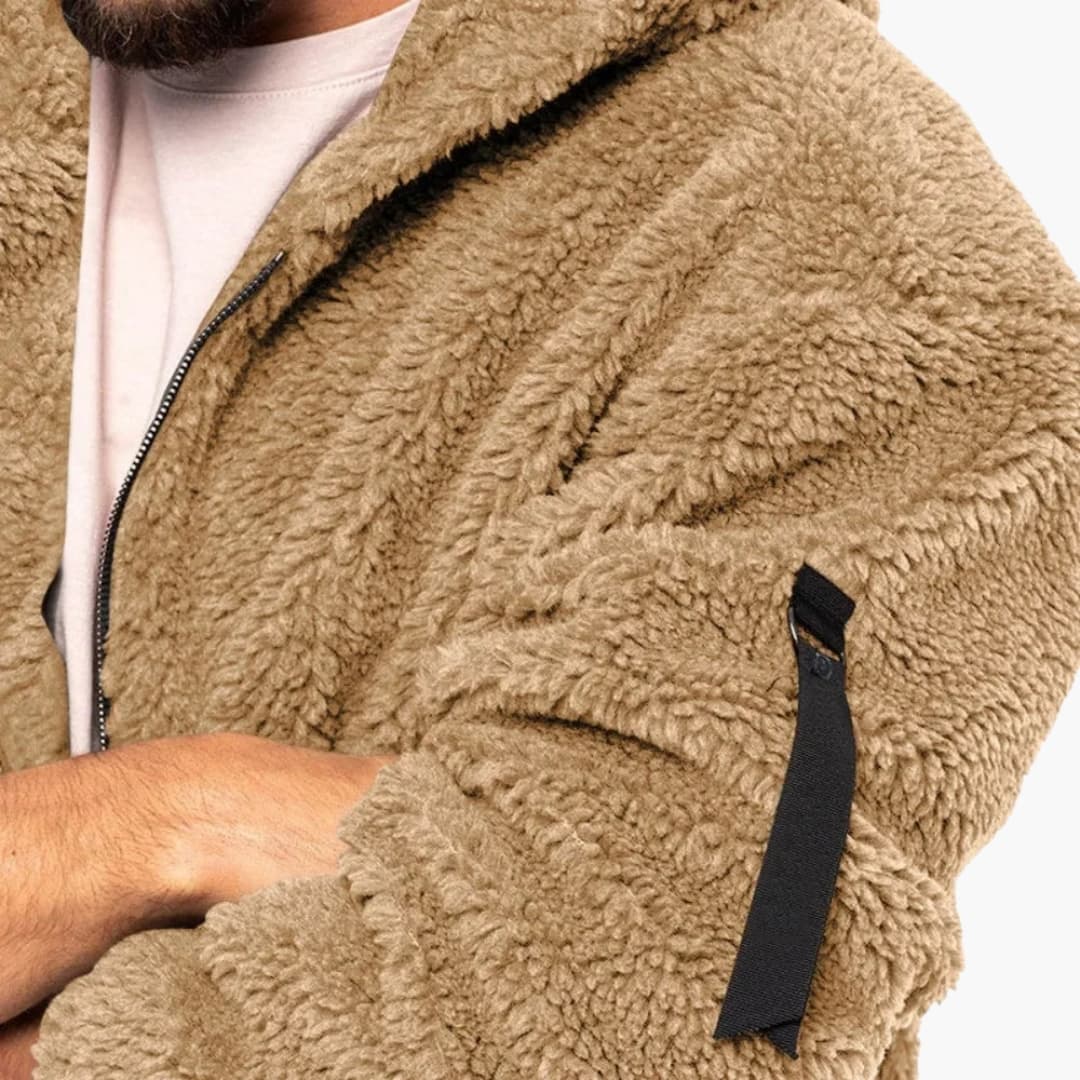 Herren Fleecejacke mit Kapuze und Reißverschluss