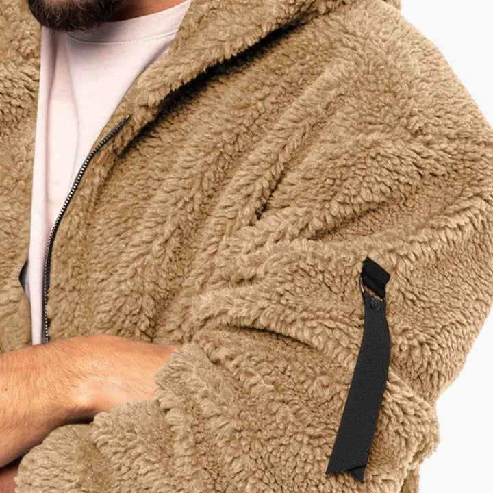 Herren Fleecejacke mit Kapuze und Reißverschluss