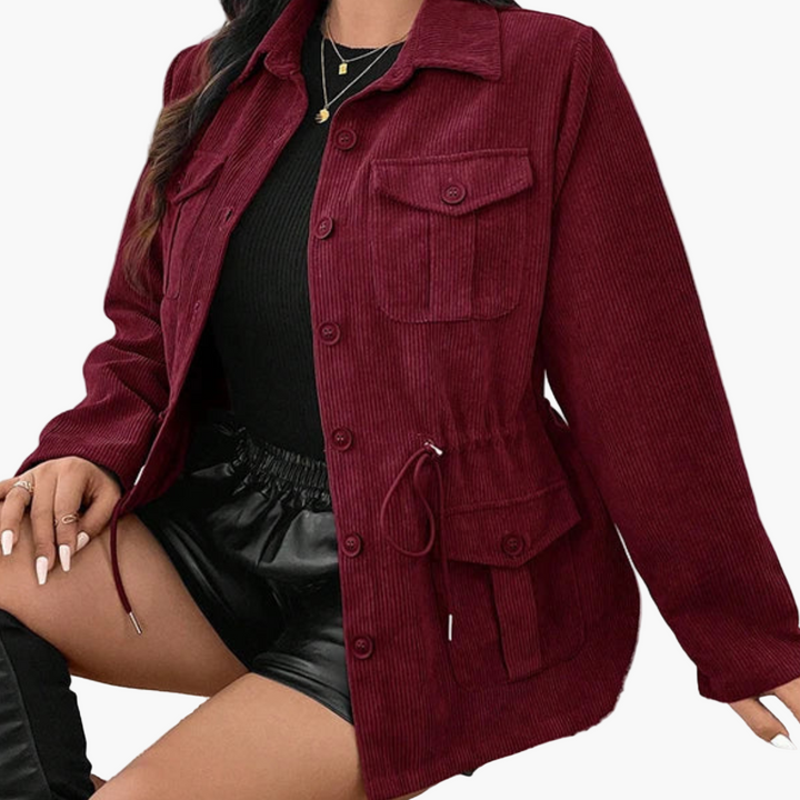 Damen Cordjacke mit Taillenzug
