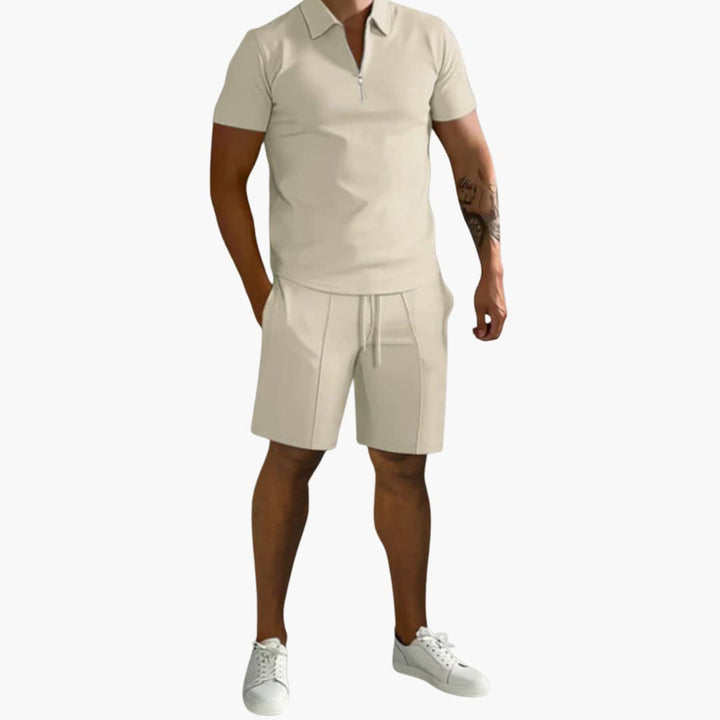 Herren Sommer-Zweiteiler mit Half-Zip-Shirt und Shorts