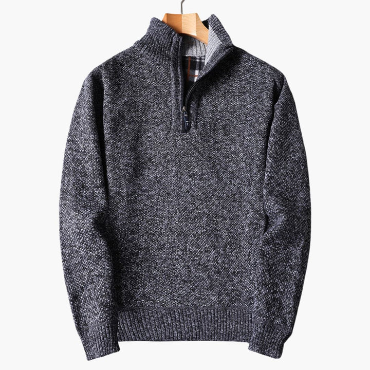 Herren pullover mit Reißverschluss am Halsausschnitt und geripptem Saum