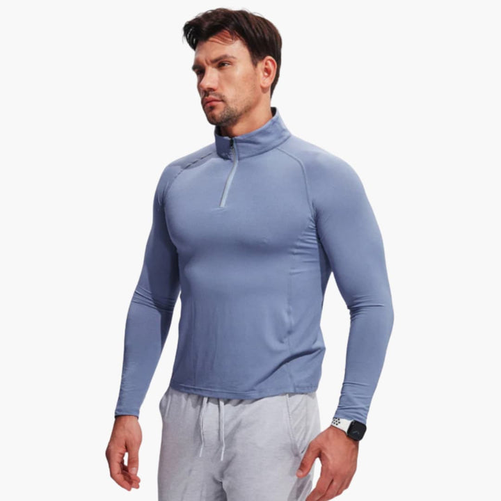 Herren hemd mit Reißverschluss Ausschnitt und langen Ärmeln