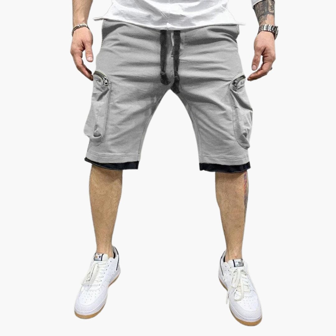 Herren Sommer Cargoshorts mit Reißverschlusstaschen und Kordelzug