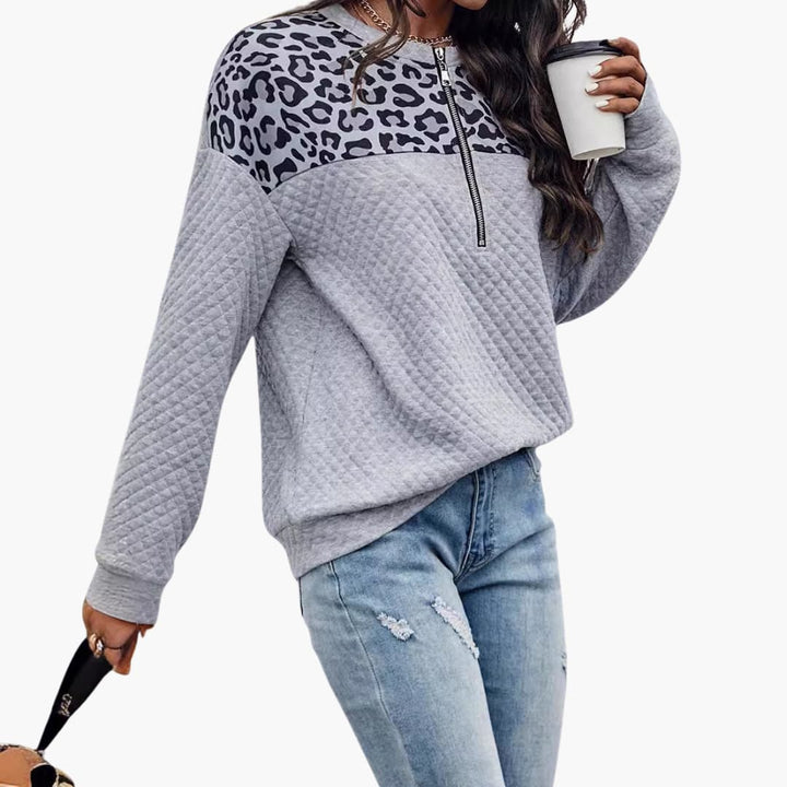 Reißverschluss-Sweatshirt mit Print für Damen