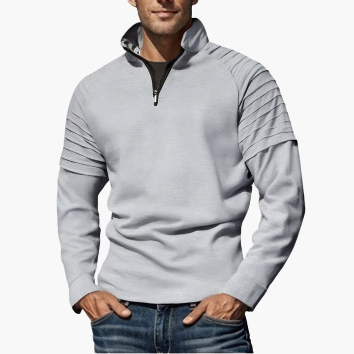 Herren Halbzips Pullover mit geripptem Design und Reißverschluss